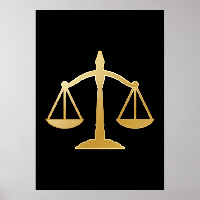 Poster Golden Scales of Justice Law Theme (Devant)
