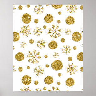 Poster Golden Snow Flakes 1