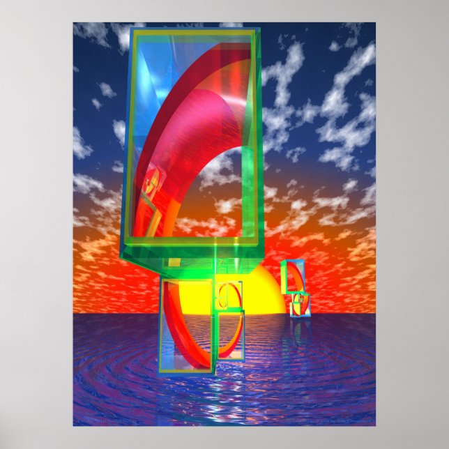 Poster Golden Spiral Sunset Sailing (Devant)