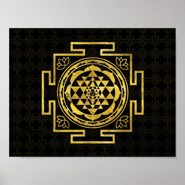 Poster Golden Sri Yantra / Sri Chakra (Devant)