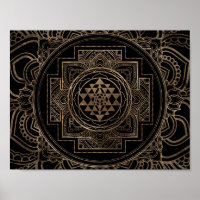 Golden Sri Yantra / Sri Chakra en lotus