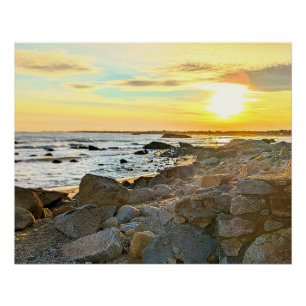 Poster Golden Sunset Ocean Photo Photographie de la natur