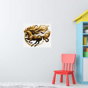 Poster Golden Whirlwind - Regal Horse in Motion