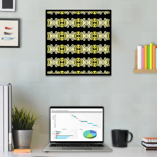 Poster Golden Yellow Ornamental Striment Motif sans coutu