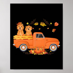 Poster Goldendoodle Citrouille Camion Automne Leaf Thanks