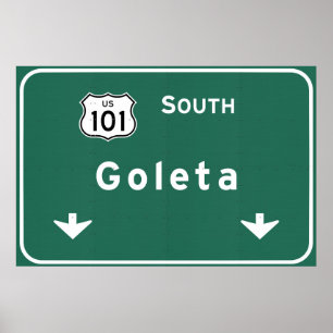 Poster Goleta California US-101 South Interstate -
