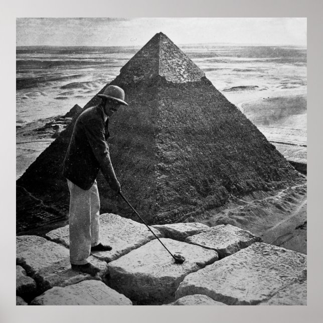 Poster Golf à la Pyramide Noir et Blanc (Devant)