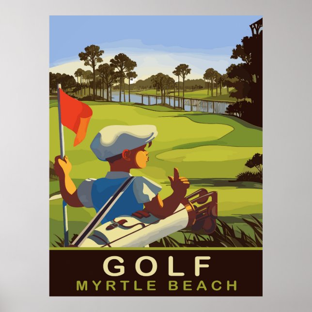 Poster Golf à Myrtle Beach, Caroline du Sud, Voyage (Devant)