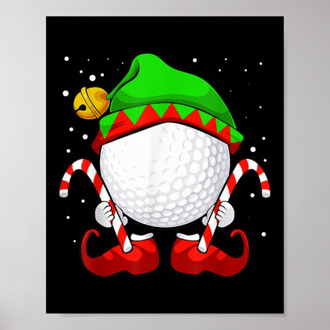 Poster Golf Ball Elf Noël Pyjama mignonne Sport X Mas Ca (Devant)
