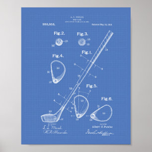 Poster Golf Club 1910 Patent Art - Blueprint