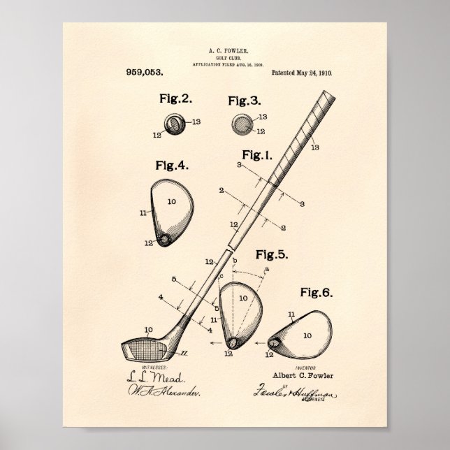 Poster Golf Club 1910 Patent Art - Old Peper (Devant)