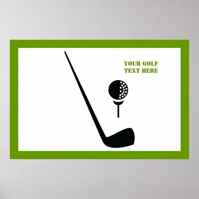 Poster Golf club and ball black, green custom (Devant)