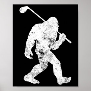 Poster Golf de Bigfoot Vintage Sasquatch Drôle Hommes Drô