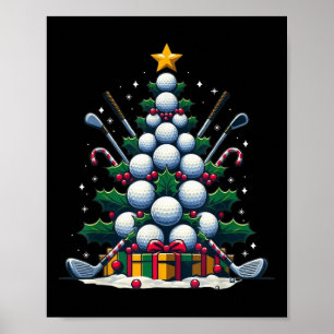 Poster Golf Équipement Arbre de Noël Golfeur de Noël Wom