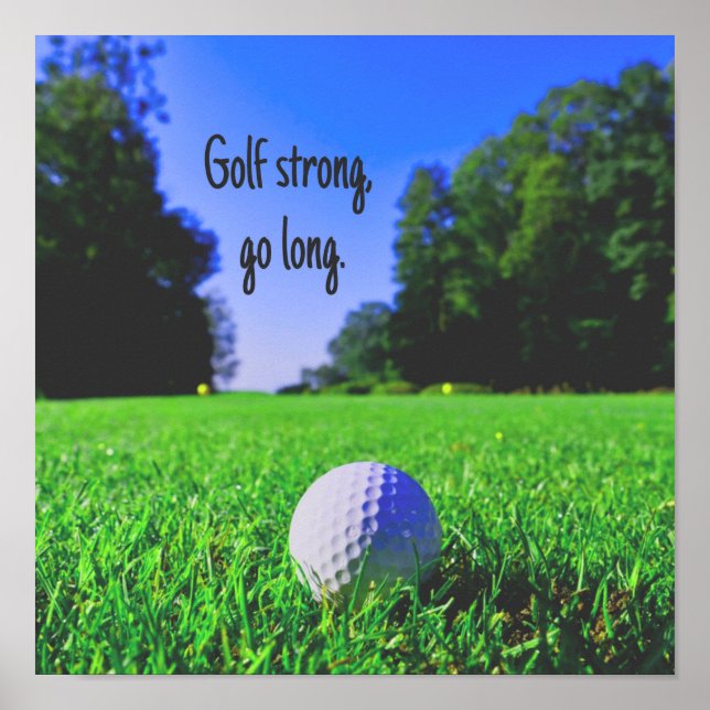 Poster Golf fort aller longue pelouse balle de golf (Devant)