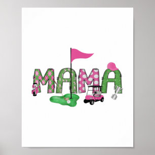 Poster Golf Mama Pink Trou En Un Golf 1ère Fille Annivers