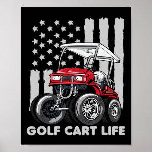 Poster Golf Panier Life Funky Golf Panier Avec Drapeau Us