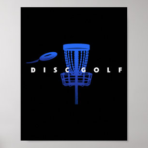 Poster Golf sur disque stylisé cool avec panier et disque