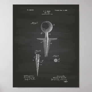 Poster Golf Tee 1899 Patent Art - Chalkboard