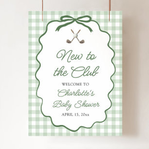 Poster Golf Vert Nouveau au Club Baby Shower Bienvenue