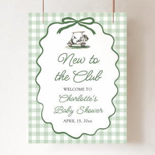 Poster Golf Vert Nouveau au Club Baby Shower Bienvenue