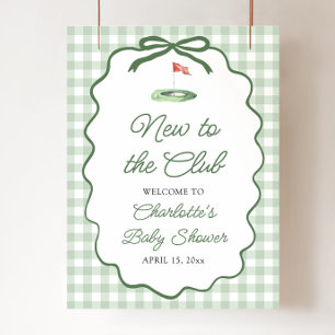 Poster Golf Vert Nouveau au Club Baby Shower Bienvenue