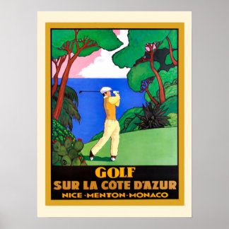 Poster Golf vintage Sur La Côte d'Azur