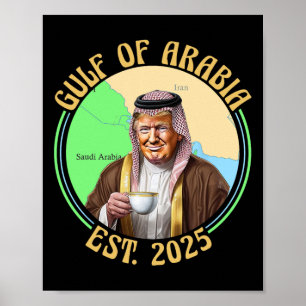 Poster Golfe D'Arabie Est 2025 Drôle Trump Vintage Arabia