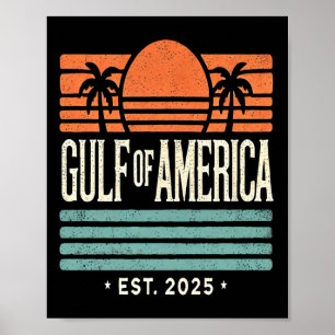 Poster Golfe De L'Amérique Sunset & Palm Trees Retro