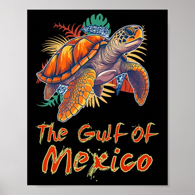 Poster Golfe Du Mexique Edm Music Rave Dance Sea Turtle (Devant)