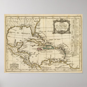 Poster Golfe du Mexique, îles des Caraïbes