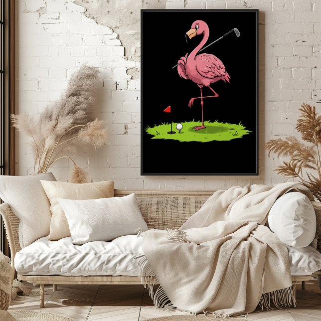 Poster Golfeur de Flamant rose sur le vert (Créateur téléchargé)