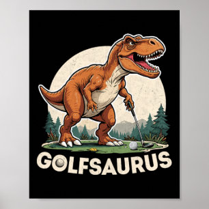 Poster Golfeur dinosaure Golf Dinosaur T-rex jouant au go