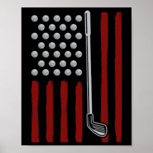 Poster Golfeur Drapeau Américain 4 Juillet Hommes Golf Am