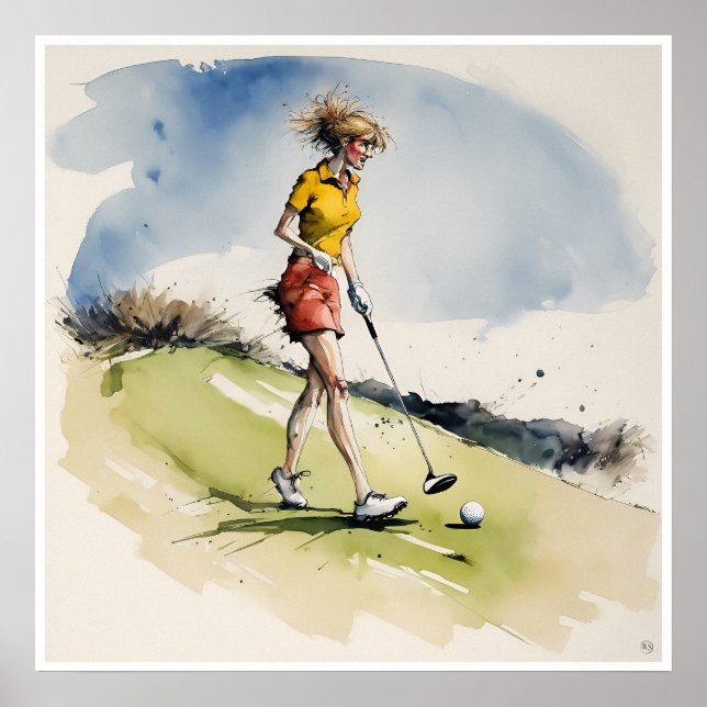 Poster Golfeur effilé - Golf Art Imprimer (Devant)