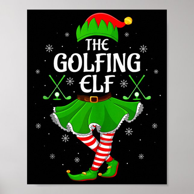 Poster Golfing Elf Christmas Girls Women Elf Squad Xmas F (Devant)