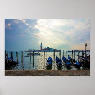 Poster Gondoles amarrées San Giorgio Maggiore Venise