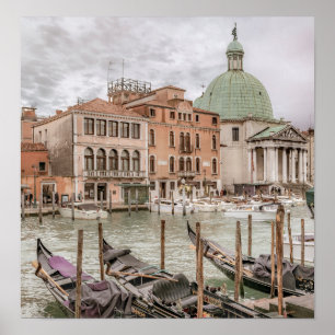 Poster Gondoles garées au canal grand, Venise, Italie