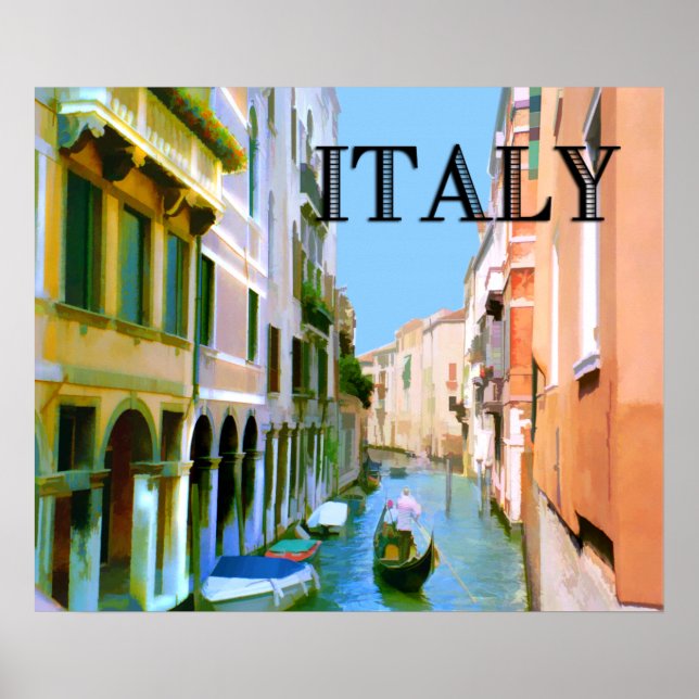 Poster Gondolier dans Canal à Venise ITALIE (Devant)