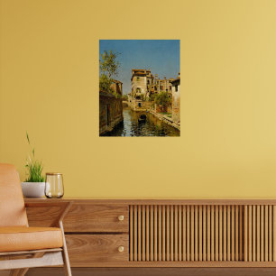 Poster Gondolier sur un canal vénitien