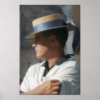 Poster Gondolier, Venise, Italie
