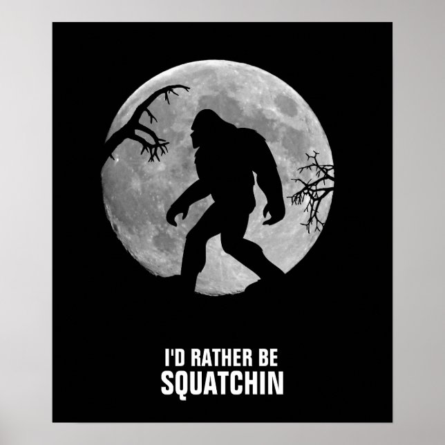 Poster Gone Squatching avec lune et silhouette (Devant)