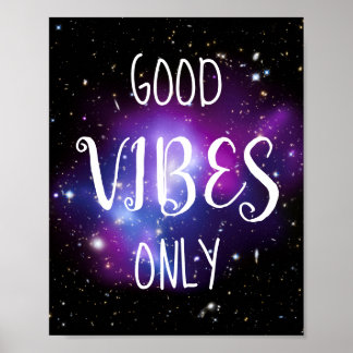 Poster Good Vibes céleste violet uniquement