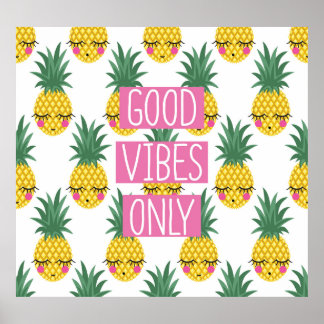 Poster Good Vibes Pineapples Motif d'été