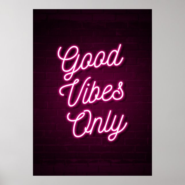Poster Good Vibes uniquement (rose) (Devant)