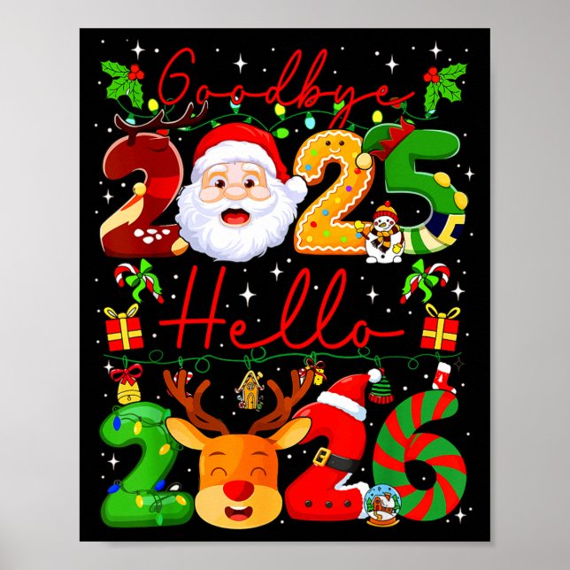 Poster Goodbye 2025 Hello 2026 Happy New Year Christmas F (Devant)
