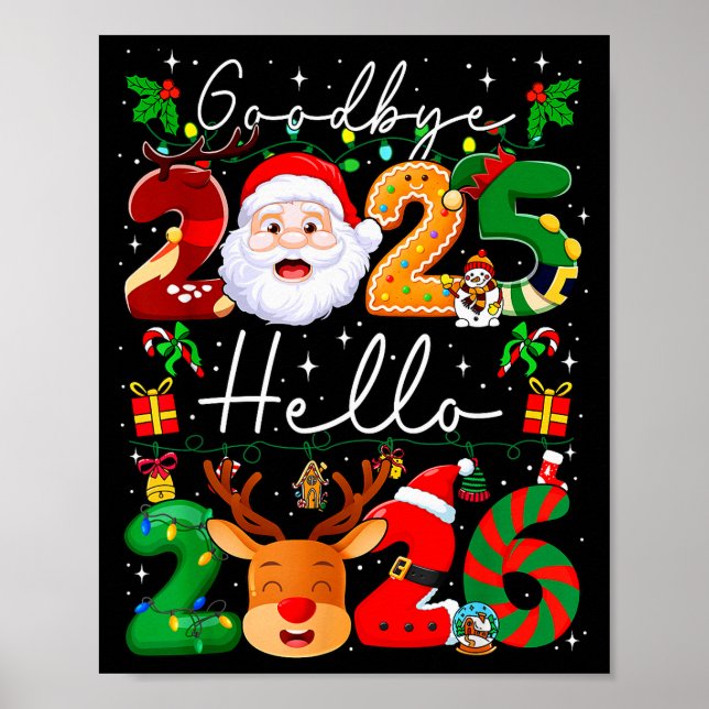 Poster Goodbye 2025 Hello 2026 Happy New Year's Eve Chris (Devant)