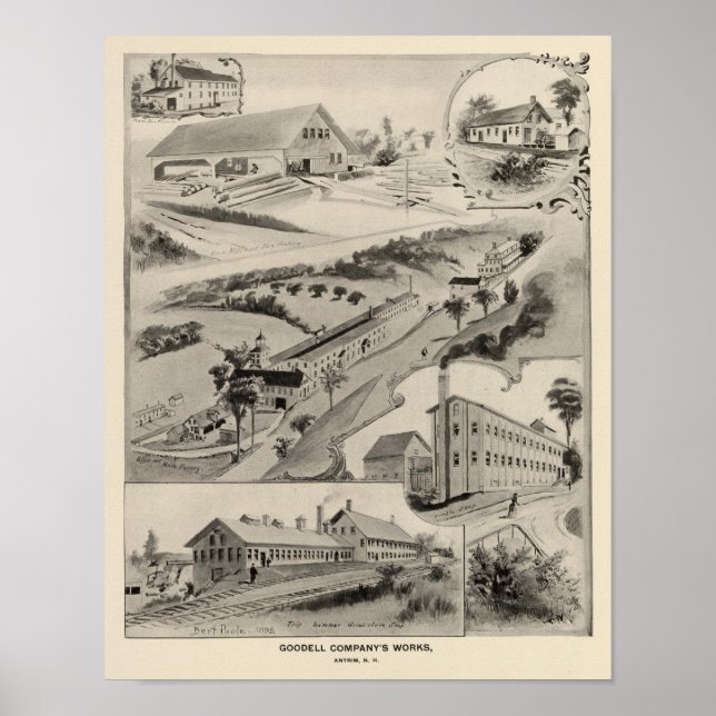 Poster Goodell Co's Works, Antrim, NH (Devant)