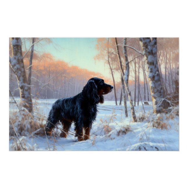 Poster Gordon Setter Laisse Il Neige Noël (Devant)