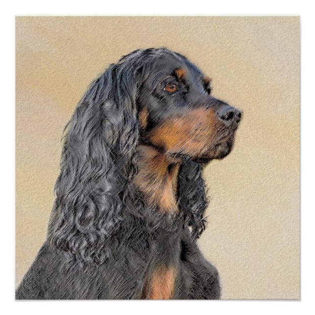 Poster Gordon Setter Peinture - Joli art original chien (Devant)